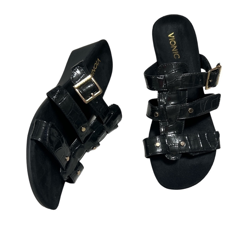 🆕 Vionic Orthotic Adjustable Triple Strap Slide Wedges - Radia